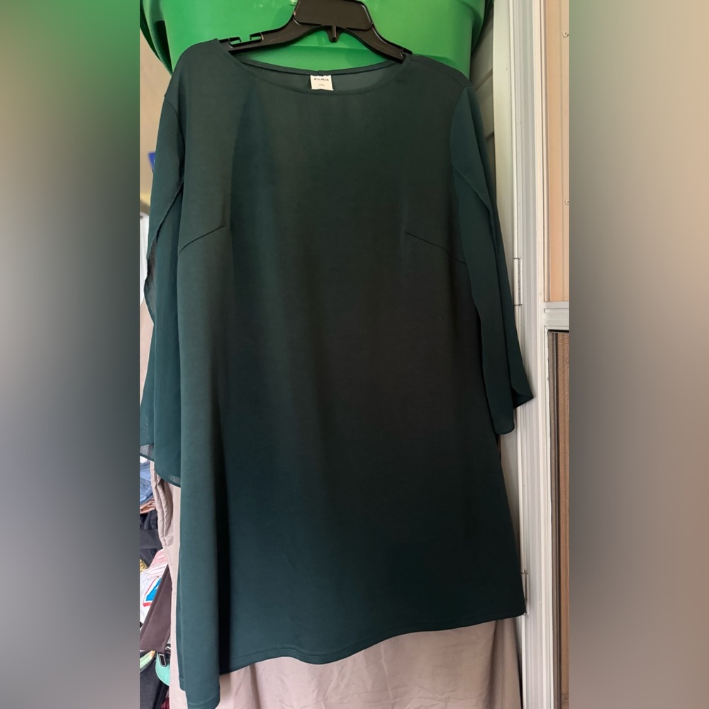 Rumia Sz 2XL Green Sheath Dress with Flutter Sleeves NWT😊😊